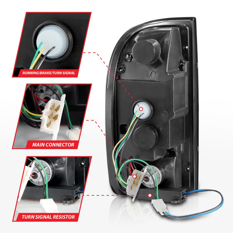 ANZO 95-00 Toyota Tacoma LED Taillights Black Housing Clear Lens (Pair) - Black Ops Auto Works