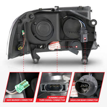 Load image into Gallery viewer, ANZO 97-04 Dodge Dakota/Durango Crystal headlight Set w/ Light Bar Black Housing - Black Ops Auto Works
