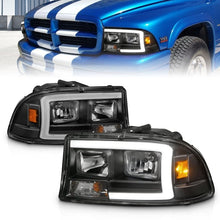 Load image into Gallery viewer, ANZO 97-04 Dodge Dakota/Durango Crystal headlight Set w/ Light Bar Black Housing - Black Ops Auto Works