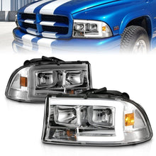Load image into Gallery viewer, ANZO 97-04 Dodge Dakota/Durango Crystal headlight Set w/ Light Bar Chrome Housing - Black Ops Auto Works