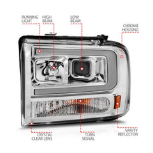 Load image into Gallery viewer, ANZO 99-04 Ford F250/F350/F450/Excursion (excl 99) Projector Headlights - w/Light Bar Chrome Housing ANZO ANZ111552