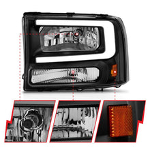 Load image into Gallery viewer, ANZO 99-04 Ford F250/F350/F450/Excursion (excl. 99) Crystal Headlights - w/ Light Bar Black Housing ANZO ANZ111549