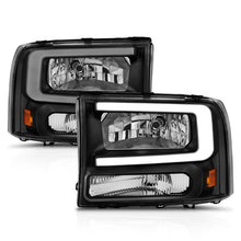 Load image into Gallery viewer, ANZO 99-04 Ford F250/F350/F450/Excursion (excl. 99) Crystal Headlights - w/ Light Bar Black Housing ANZO ANZ111549