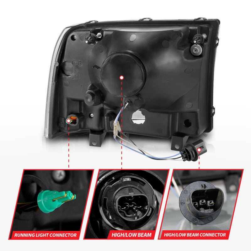 ANZO 99-04 Ford F250/F350/F450/Excursion (excl. 99) Crystal Headlights - w/ Light Bar Chrome Housing ANZO ANZ111550