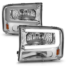 Load image into Gallery viewer, ANZO 99-04 Ford F250/F350/F450/Excursion (excl. 99) Crystal Headlights - w/ Light Bar Chrome Housing ANZO ANZ111550