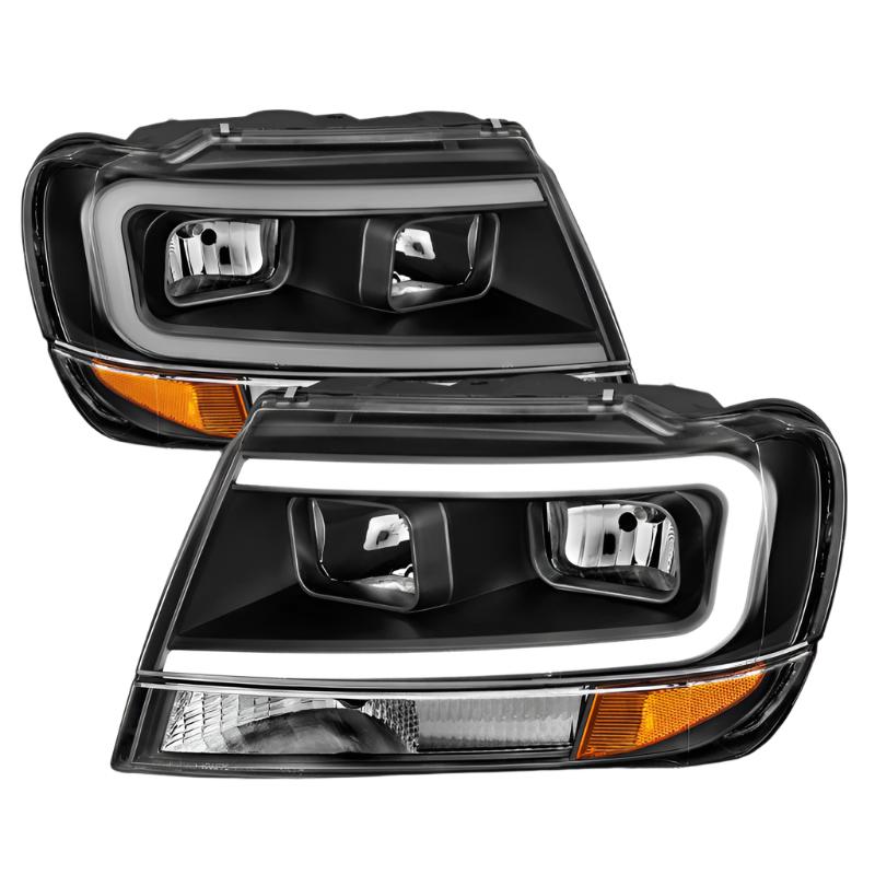ANZO 99-04 Jeep Grand Cherokee Crystal Headlights - w/ Light Bar Black Housing ANZO ANZ111537