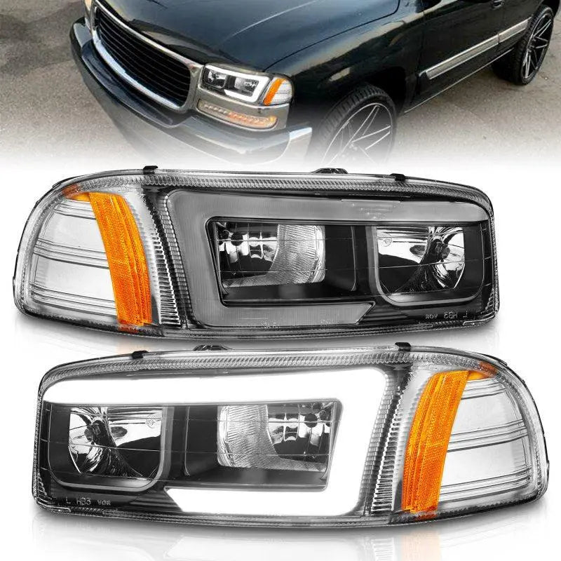 Anzo 99-17 GMC Sierra/Denali Headlights Black Amber (w/C Light Bars) ANZO ANZ111522