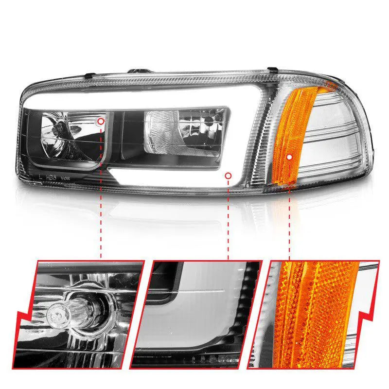 Anzo 99-17 GMC Sierra/Denali Headlights Black Amber (w/C Light Bars) ANZO ANZ111522