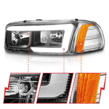 Load image into Gallery viewer, Anzo 99-17 GMC Sierra/Denali Headlights Black Amber (w/C Light Bars) ANZO ANZ111522