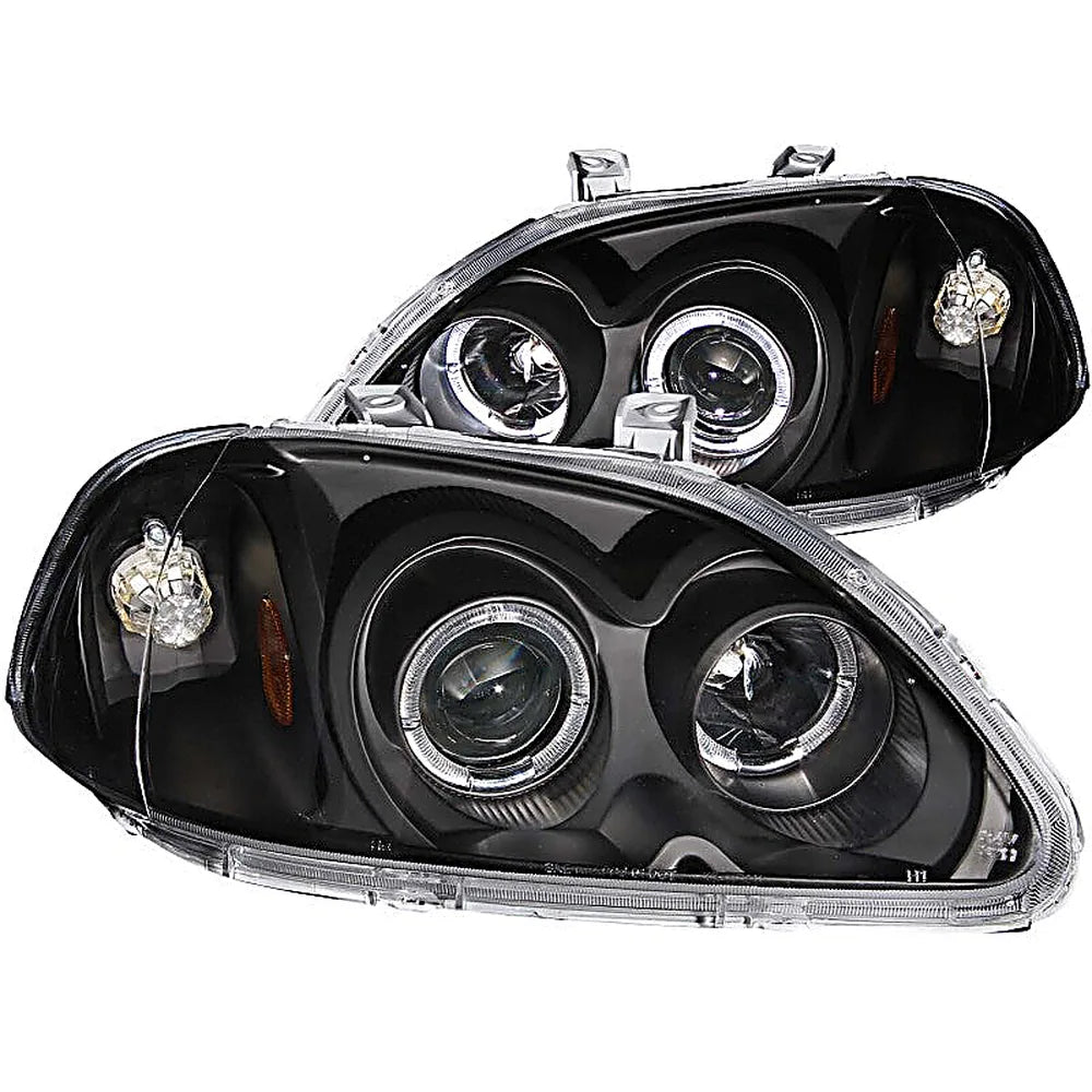 ANZO 1996-1998 Honda Civic Projector Headlights w/ Halo Black - Anzo 121068