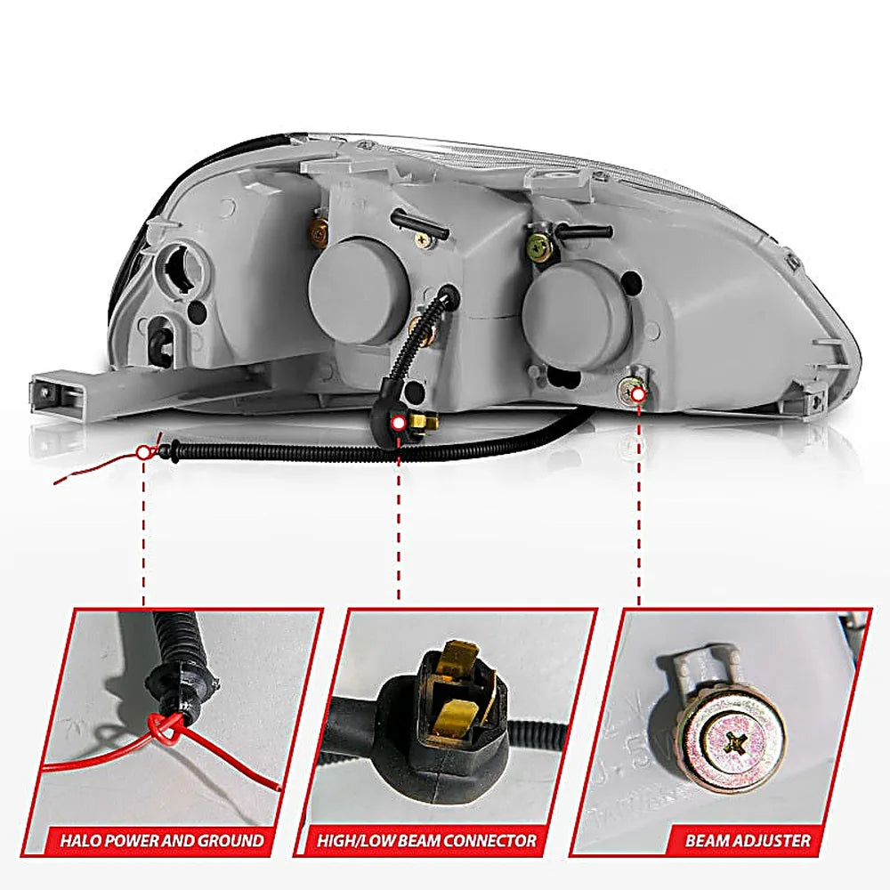 ANZO 1996-1998 Honda Civic Projector Headlights w/ Halo Black - Anzo 121068