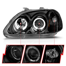 Load image into Gallery viewer, ANZO 1996-1998 Honda Civic Projector Headlights w/ Halo Black - Anzo 121068
