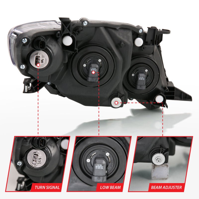 ANZO 2009-2010 Toyota Corolla Crystal Headlight Black Amber - ANZO 121541