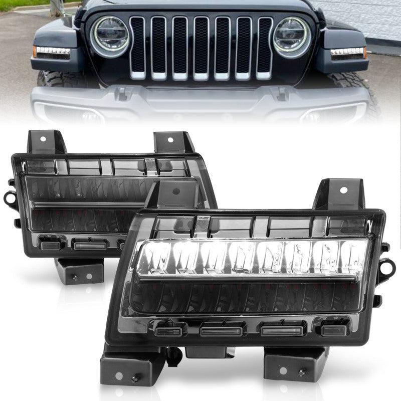 ANZO 2018-2021 Jeep Wrangler LED Side Markers Chrome Housing Smoke Lens w/ Seq. Signal Sport Bulb - ANZO 511085