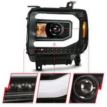 Load image into Gallery viewer, ANZO GMC SIERRA 1500 14-15 2500H/15-19 Projector Headlight Plank Style Black w/ Switchback (Halogen) ANZO ANZ111487
