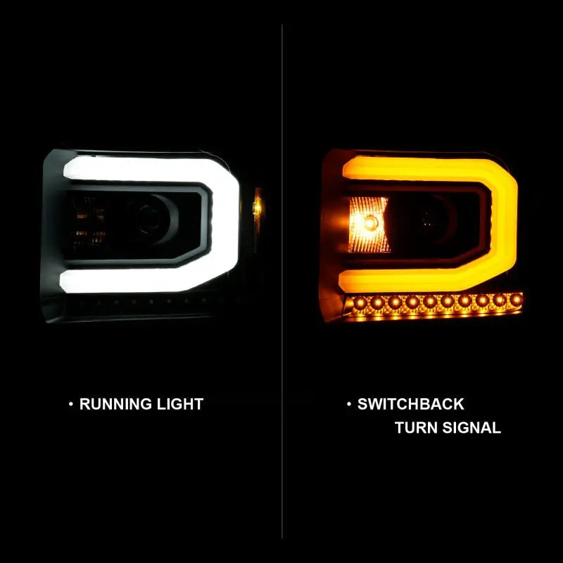 ANZO GMC SIERRA 1500 14-15 2500H/15-19 Projector Headlight Plank Style Black w/ Switchback (Halogen) ANZO ANZ111487