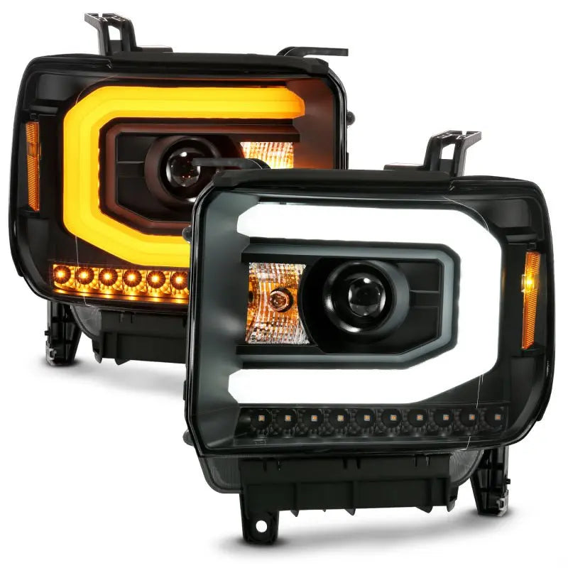 ANZO GMC SIERRA 1500 14-15 2500H/15-19 Projector Headlight Plank Style Black w/ Switchback (Halogen) ANZO ANZ111487