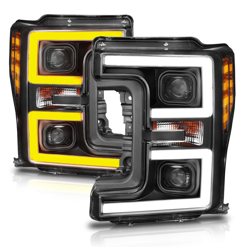 ANZO LED Headlights 17-18 Ford F-250 Super Duty Plank-Style L.E.D. Headlight Black (Pair) - Black Ops Auto Works