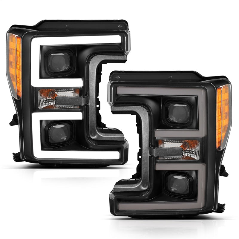 ANZO LED Headlights 17-18 Ford F-250 Super Duty Plank-Style L.E.D. Headlight Black (Pair) - Black Ops Auto Works
