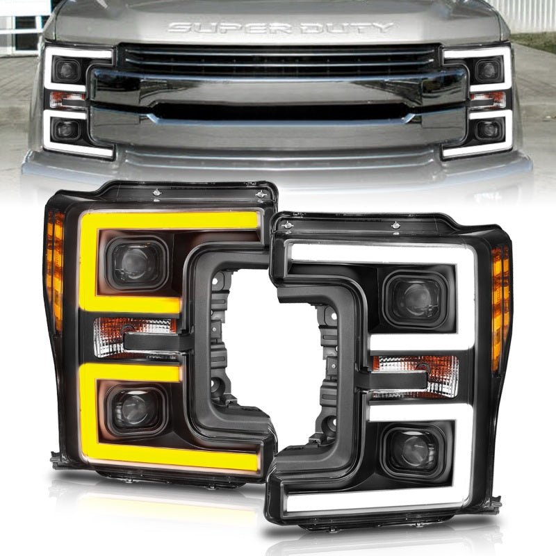ANZO LED Headlights 17-18 Ford F-250 Super Duty Plank-Style L.E.D. Headlight Black (Pair) - Black Ops Auto Works