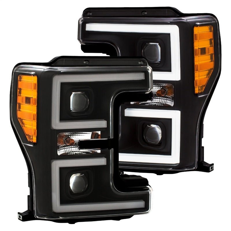 ANZO LED Headlights 17-18 Ford F-250 Super Duty Plank-Style L.E.D. Headlight Black (Pair) - Black Ops Auto Works