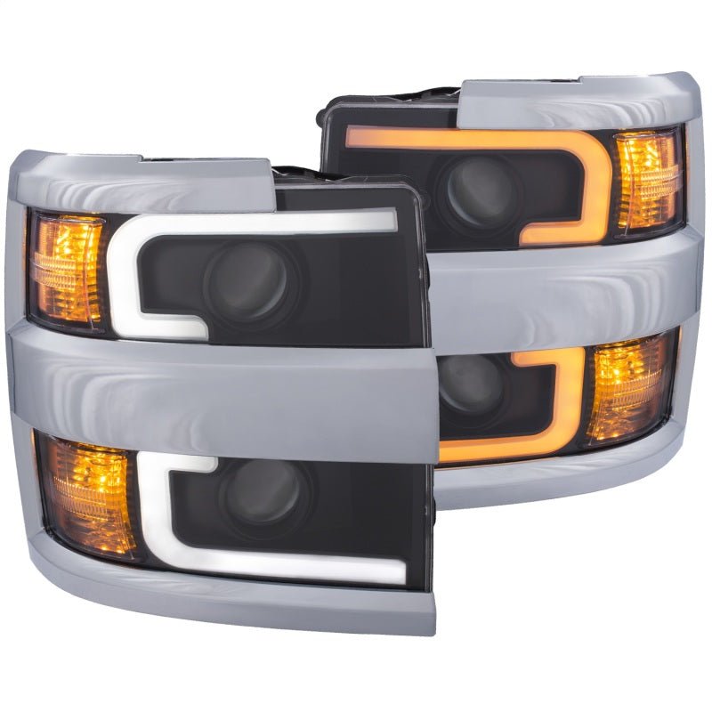 ANZO Projector Headlights 15-17 Chevrolet Silverado 2500HD / 3500HD Black w/ Chrome Rim ANZO ANZ111365