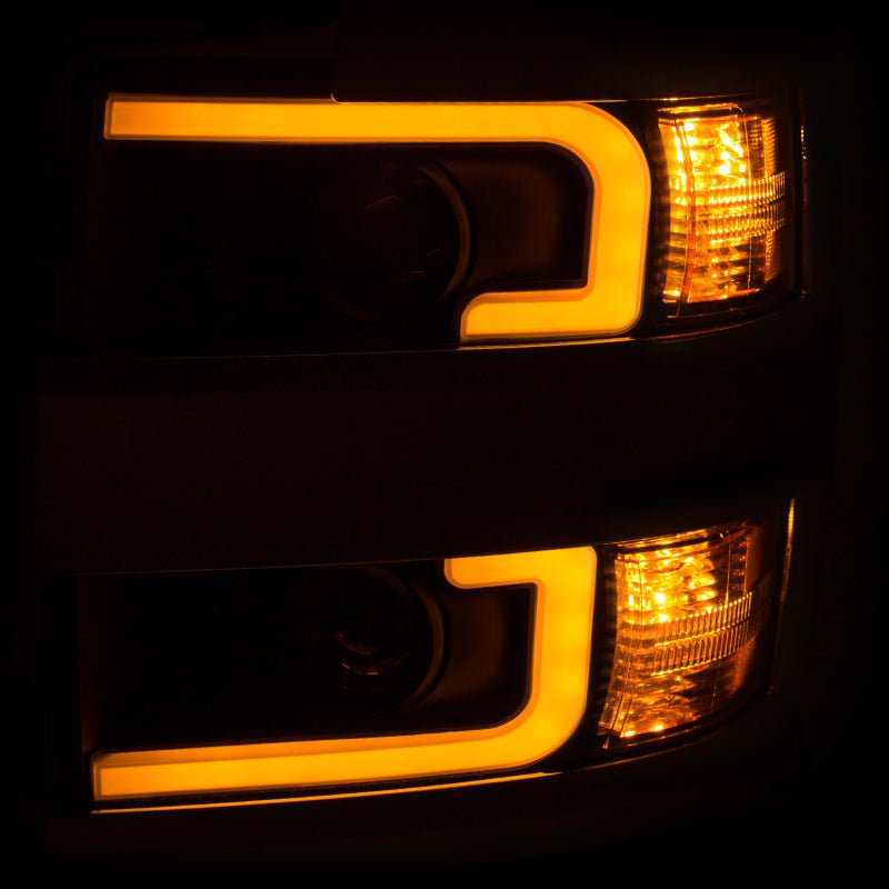 ANZO Projector Headlights 15-17 Chevrolet Silverado 2500HD / 3500HD Black w/ Chrome Rim - Black Ops Auto Works