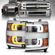 Load image into Gallery viewer, ANZO Projector Headlights 15-17 Chevrolet Silverado 2500HD / 3500HD Chrome w/ Chrome Rim ANZO ANZ111366