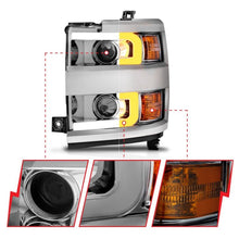 Load image into Gallery viewer, ANZO Projector Headlights 15-17 Chevrolet Silverado 2500HD / 3500HD Chrome w/ Chrome Rim ANZO ANZ111366