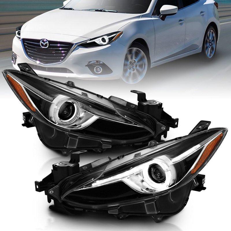 ANZO Projector Headlights With Halo Black w/Amber 14-17 Mazda 3 ANZO ANZ121522