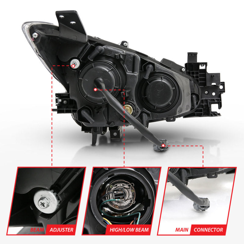ANZO Projector Headlights With Halo Black w/Amber 14-17 Mazda 3 ANZO ANZ121522