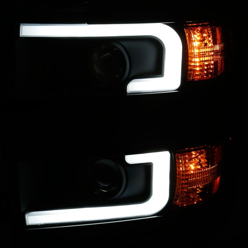 ANZO Projector Headlights With Plank Style Design Black w/Amber 15-17 Chevrolet Silverado 2500/3500 ANZO ANZ111363