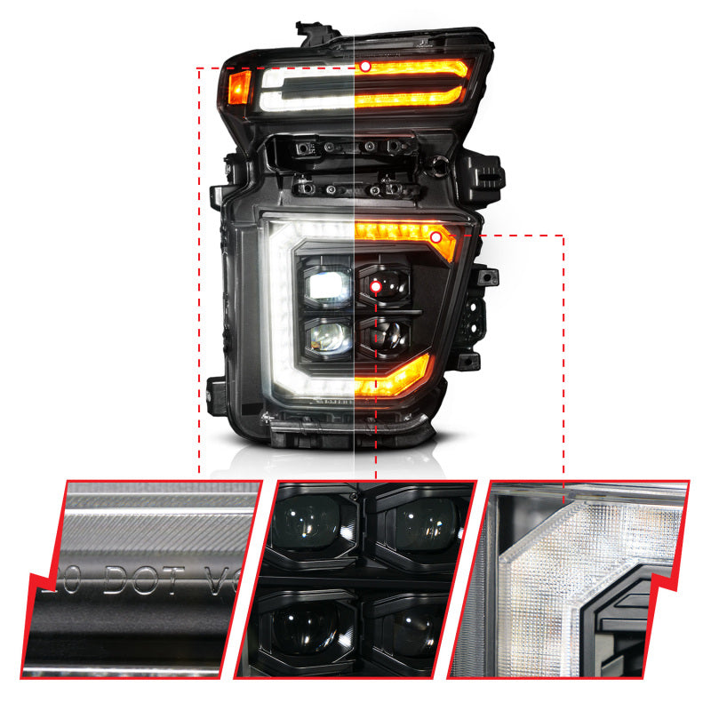 ANZO Z-Series 20-23 Chevy Silverado 2500/3500 Z-Series Full LED Proj Headlights Black - Pass. Side ANZO ANZ111619X-R