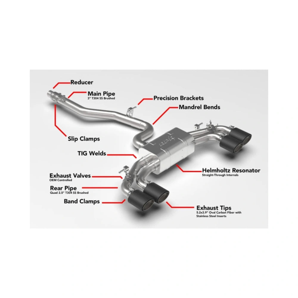 APR 22-26 Volkswagen Golf R (MK8) Catback Exhaust — unpackaged product view 19