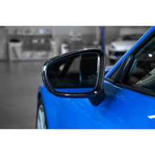 Load image into Gallery viewer, APR Performance carbon fiber mirror cover on Porsche 911 992 front angle view