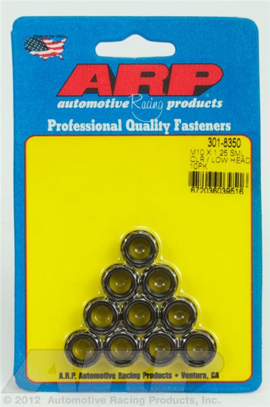 ARP M10x1.25 Sml Clr/Low Head 12PT Nut Kit 8740 Chrome Moly Black - 10 PK - ARP 301-8350