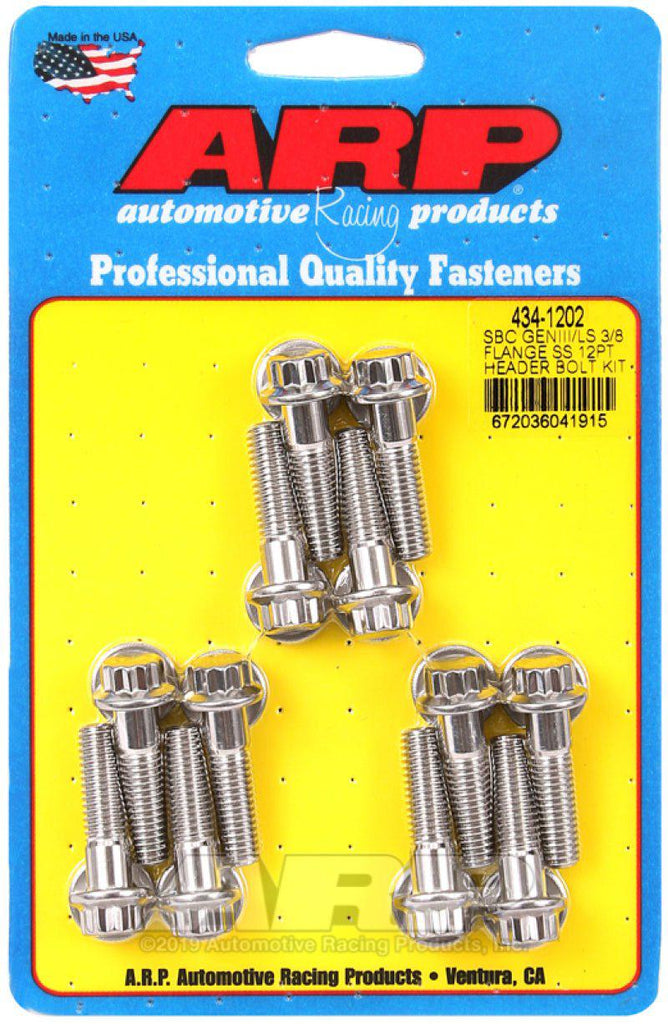 ARP Chevy SBC/GenIII LS 3/8in Flange SS 12pt Header Bolt Kit - Black Ops Auto Works