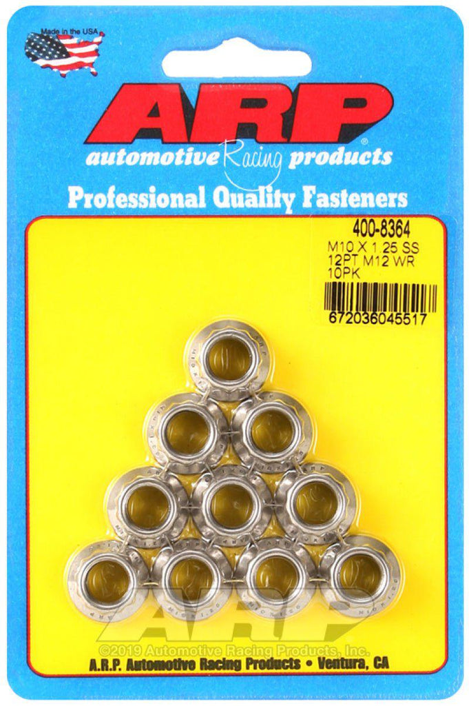 ARP M10 x 1.25 SS 12pt Nut Kit (10/pkg) - Black Ops Auto Works