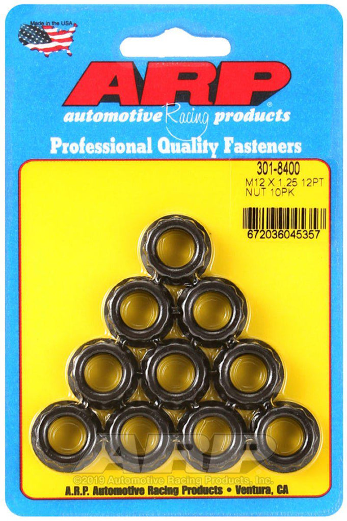 ARP 12mm x 1.25 16mm Socket 12pt Nut Kit (10 pack) - Black Ops Auto Works