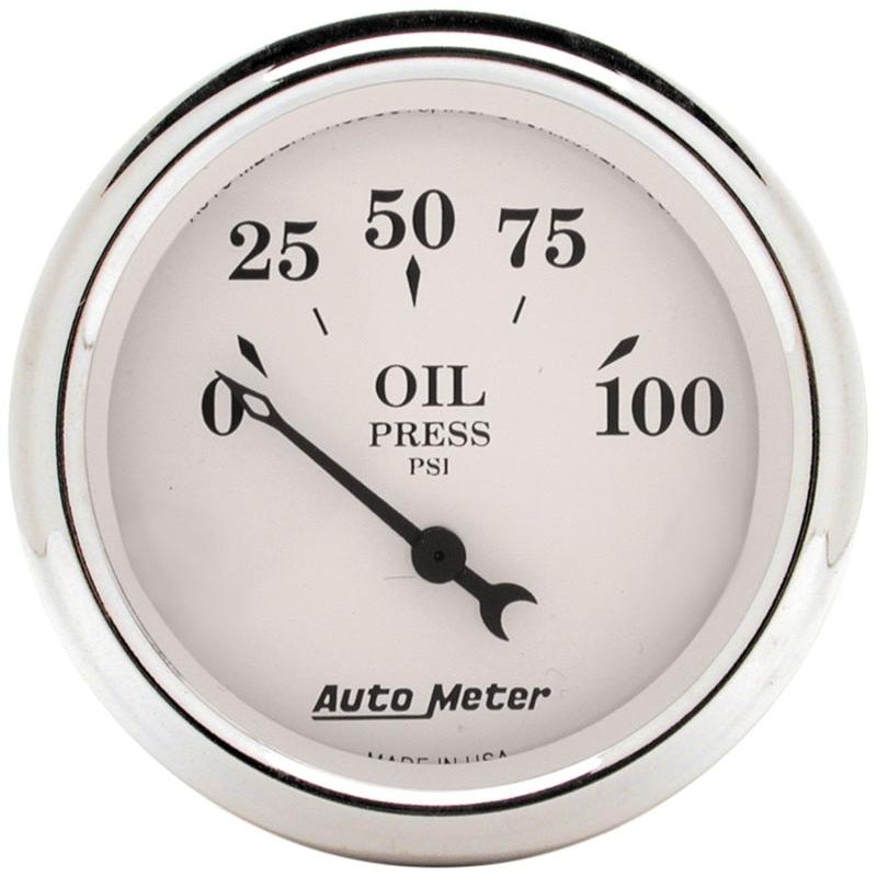 Auto Meter 2-1/16in 100PSI Electronic Oil Pressure Old Tyme White Gauge AutoMeter ATM1628