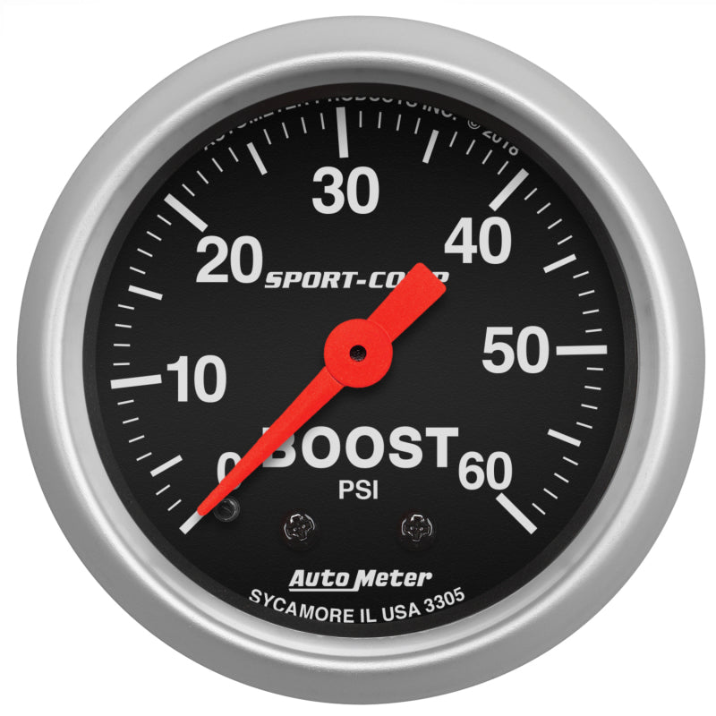 AutoMeter 2-1/16in 0-60 PSI Mechanical Sport-Comp Boost Pressure Gauge - Black Ops Auto Works