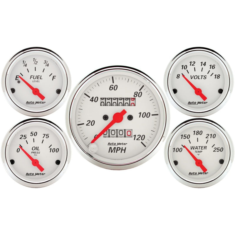 Autometer 5 piece Kit (Mech Speed/Elec Oil Press/Water Temp/Volt/Fuel Level) AutoMeter ATM1300