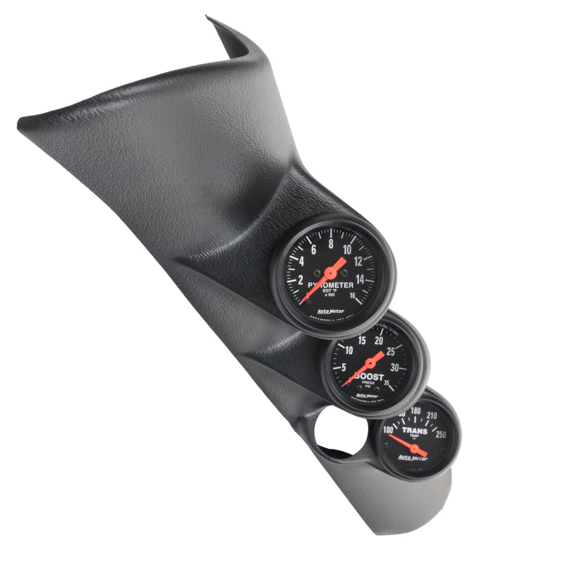 Autometer 98-02 Ram L6-5.9L Diesel A-Pillar Z-Gauge Kit Boost/EGT/Trans 35PSI / 1600 Deg / 250 Deg - Black Ops Auto Works