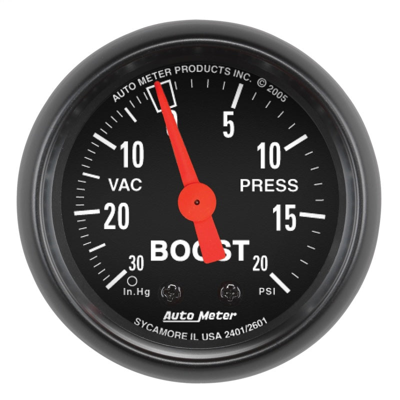 Autometer Z Series 52mm 20 PSI Mechanical Boost Vacumm Gauge - AutoMeter 2601