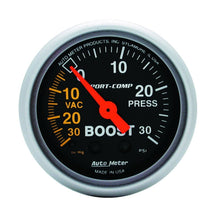 Load image into Gallery viewer, Autometer Sport-Comp 52mm 30 PSI Mechanical Boost Gauge - AutoMeter 3303