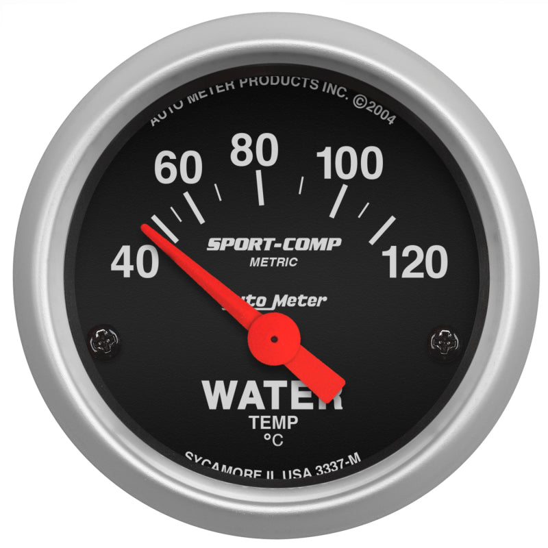 Autometer Sport-Comp 52mm 40-120 Degree Short Sweep Electronic Water Temperature Gauge - AutoMeter 3337-M