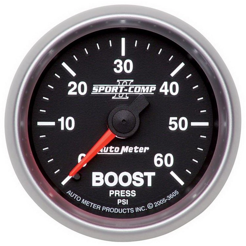 Autometer Sport-Comp II Mechanical 52mm 0-60 PSI Mechanical Boost Gauge - AutoMeter 3605
