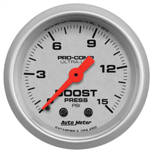 Load image into Gallery viewer, Autometer Ultra-Lite 52mm 0-15 PSI Mechanical Boost Gauge - AutoMeter 4302