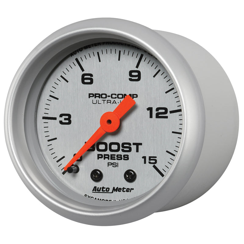 Autometer Ultra-Lite 52mm 0-15 PSI Mechanical Boost Gauge - AutoMeter 4302