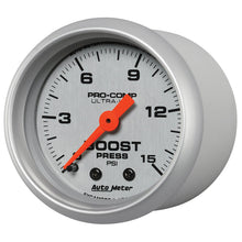Load image into Gallery viewer, Autometer Ultra-Lite 52mm 0-15 PSI Mechanical Boost Gauge - AutoMeter 4302